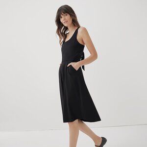 Pact Organic Black Fit & Flare Tie-Back Dress M Medium
